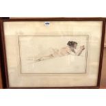 William Walcott (1874-1943), Study of a nude, watercolour over pencil, signed, 25cm x 44cm.