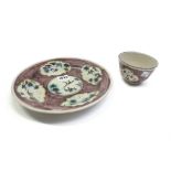 A Savona faience manganese- ground small bowl and a plate, 18th century,