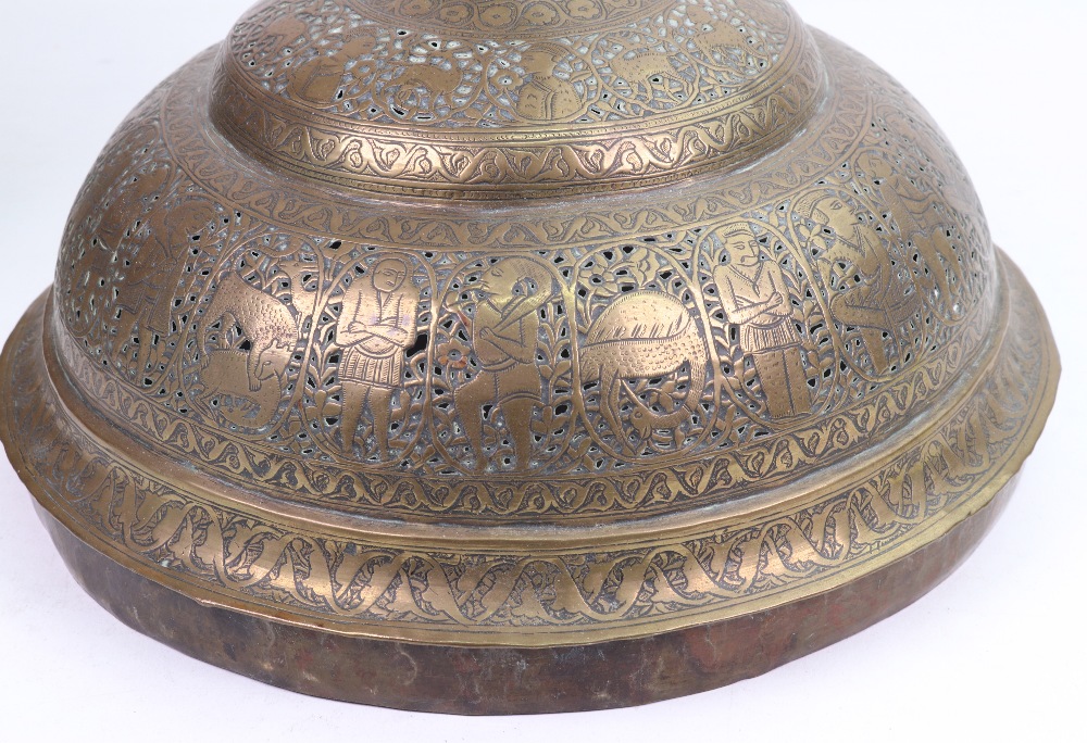 An Islamic brass bowl and cover, late 19th/early 20th century, - Image 3 of 6