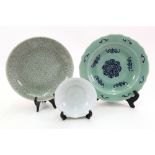 A Chinese celadon ground celadon ground dish, 19th century,