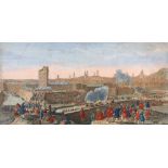 After Jacques Rigaud, A set of four colour engravings of The Assault on Barcelona,