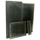 Two rectangular Art Nouveau glass panels, with frosted foliate design, 140 x 65cm & 134 x 61.