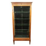 An Edwardian satinwood vitrine, in George III style, with moulded fluted and paterae carved cornice,
