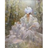 A*** Hahn (European/Russian, 20th Century), Portrait of a lady in a white dress,