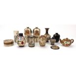A group of nine Japanese Satsuma vases, Meiji / Taisho period, of various forms,