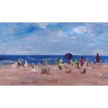 Donald R. Fraser (Australian, b. 1936), Figures on the beach, signed 'Donald R.