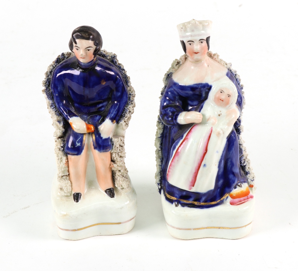 A collection of Victorian Staffordshire, Queen Victoria and Prince Albert seated, 14cm high, - Image 7 of 8