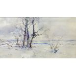 English School, 19th Century, A winter landscape, indistinctly signed (lower right), watercolour,