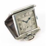 An Art Deco engine turned silver cased purse watch/timepiece, English Import marks,
