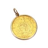 A South African One Pond gold coin, 1895, in pendant mount, 8.7g.