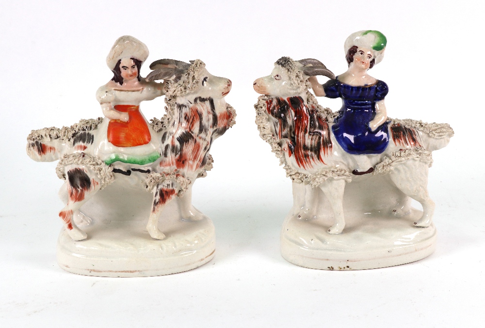 A collection of Victorian Staffordshire, a pair of cows and milkmaid spill vases, 15cm high, - Image 6 of 9