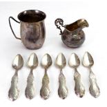 A small Dutch silver bulbous cream jug, English Import marks for 1900,