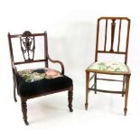 A late Victorian mahogany frame nursing chair, with foliate carved pierced splat back,