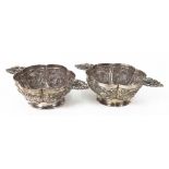 A pair of Dutch silver lobed circular two-handled Quaich, 19th century, in 17th century style,