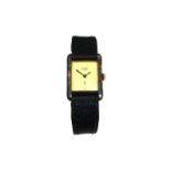 A Must de Cartier lady's manual wind Cartier Tank wristwatch, leather strap, lacking sapphire crown,