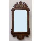 An early 18th century style walnut upright wall mirror, 19th century,