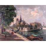 J Laqurent (French, 20th Century), A view of Notre Dame, signed 'J Laqurent' (lower left),