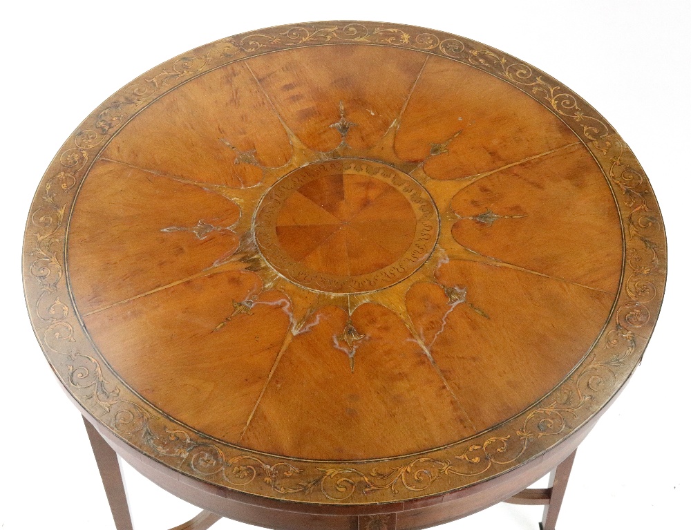 A 'Sheraton Revival' satinwood mahogany floral marquetry centre table, boxwood and ebony strung, - Image 2 of 5