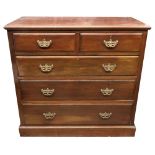 An Edwardian mahogany chest, fitted with two short and three long drawers, 105cm wide.