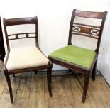 A Regency carved mahogany dining chair, with moulded and ropetwist frame,