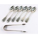 A matched set of six Victorian silver fiddle pattern teaspoons, George W.