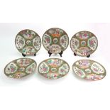 A set of six Canton famille-rose plates, 19th century,