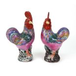 A pair of Chinese Export porcelain model of cockerels, 19th century,