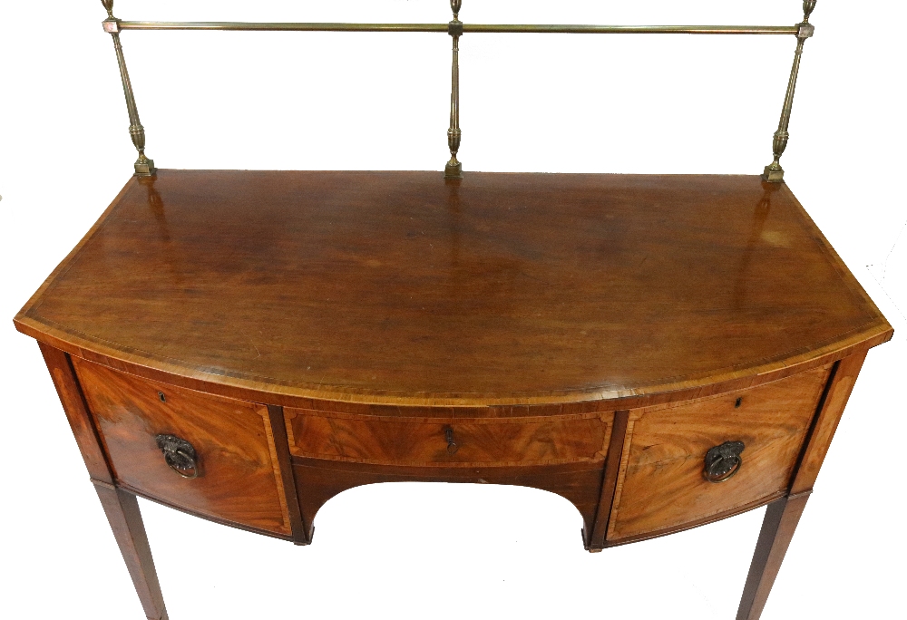 A George III mahogany tulipwood crossbanded boxwood and ebony strung bow fronted sideboard, - Image 2 of 5