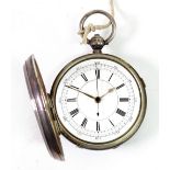 A Victorian silver cased open face chronograph pocket watch, hallmarked for Birmingham 1888,