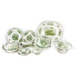 A Masons Fruit Basket pattern dinner service, transfer printed in green, 39 pieces.