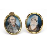 English School, circa 1825, A portrait miniature of a gentleman in a grey coat, watercolour,