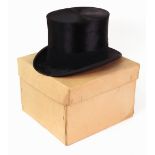 A Henry Heath Limited, 105 to 109 Oxford St, London W, black silk top hat,