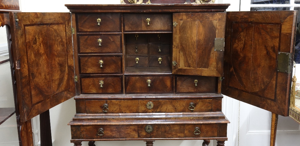 A William & Mary walnut crossbanded and oyster walnut isometric inlaid cabinet, - Image 3 of 12