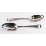 A pair of George IV Old English thread pattern silver tablespoons, William Chawner, London 1824,
