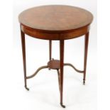 A 'Sheraton Revival' satinwood mahogany floral marquetry centre table, boxwood and ebony strung,