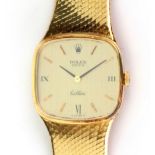 Rolex; an 18ct yellow gold lady's Cellini manual wind bracelet wristwatch, circa 1977,