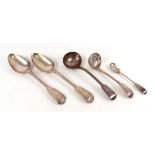 A pair of George IV silver fiddle, thread and shell pattern tablespoons, Robert Rutland,