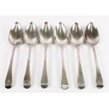A set of five George III silver Old English pattern tablespoons, William Eley & Fearn, London 1807,
