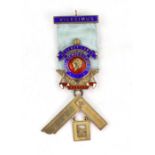 A silver gilt and coloured enamel Masonic jewel, London 1966, makers mark E.P., Regency Lodge No.