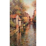 Louis Aston Knight (American, 1873-1948), A river flowing through a French town,