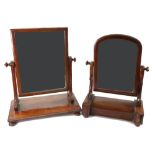 An early Victorian mahogany toilet mirror, with associated rectangular plate,