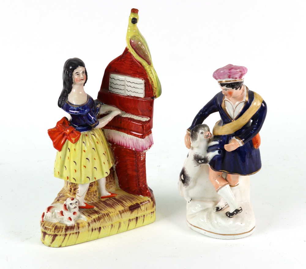 A collection of Victorian Staffordshire, Queen Victoria and Prince Albert seated, 14cm high, - Image 4 of 8