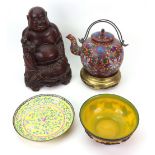 A group of Chinese works of art, 19th/20th century, comprising, a small Canton enamel dishes,
