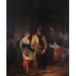 Follower of Thomas Faed (Scottish, 1826-1900), Interior scene with a fisherman and his family,