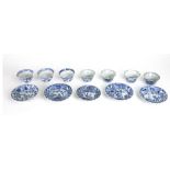 Three Chinese small blue and white tea bowls, Kangxi,