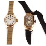 Omega; a lady's 9ct yellow gold wristwatch, London 1973, the 18mm dial with baton markers,