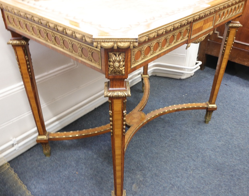 A Louis XVI style ormolu mounted kingwood crossbanded and boxwood strung centre table, circa 1900, - Image 7 of 7