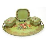 A reproduction Regency style oval toleware gallery tray,