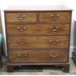 A George III mahogany chest, the moulded rectangular top above two short and three long drawers,