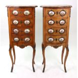 A pair of reproduction Louis XV style walnut gilt metal mounted petit commodes, late 19th century,